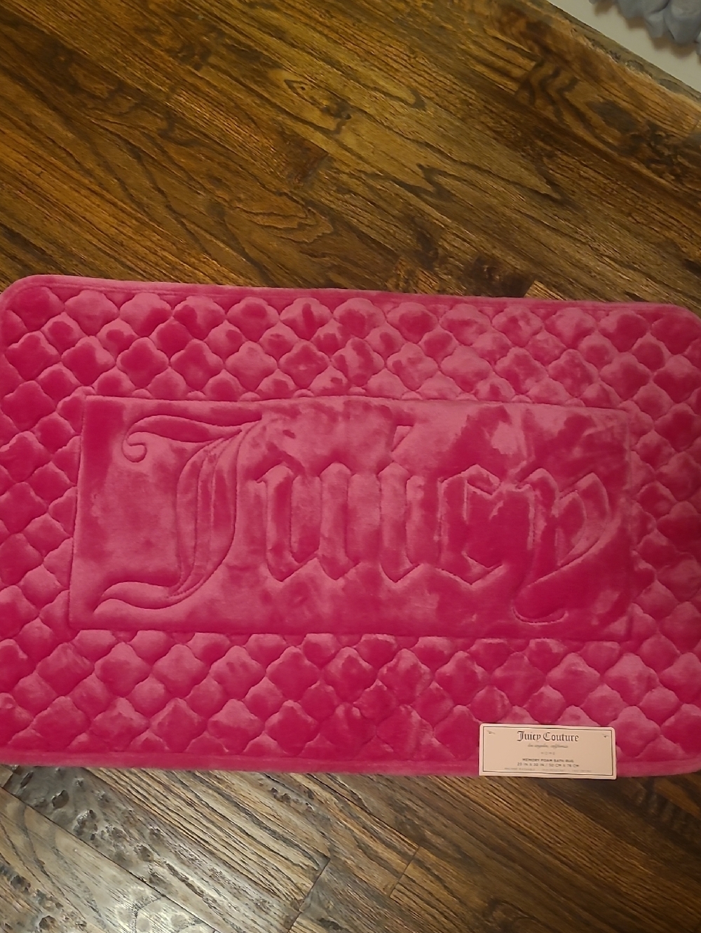 Juicy Couture Hot Pink Quilted Velour Bath Mat - 20x30